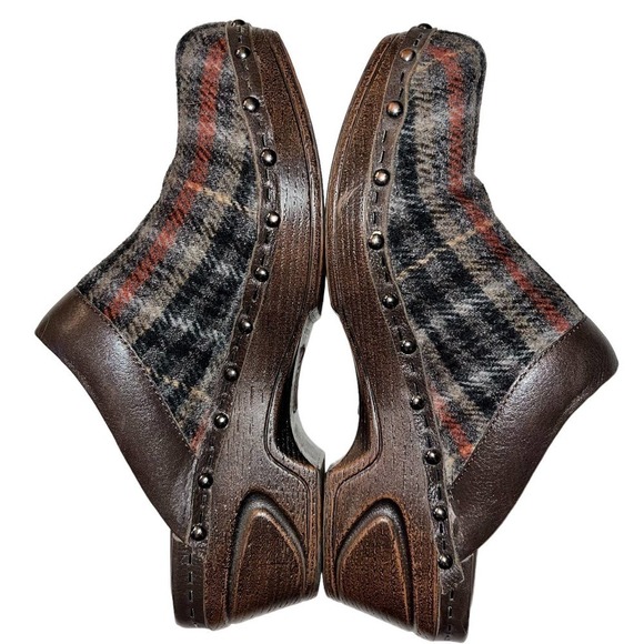Sofft Tartan Plaid Wool & Leather Upper Clogs | Size 7 - Picture 5 of 10